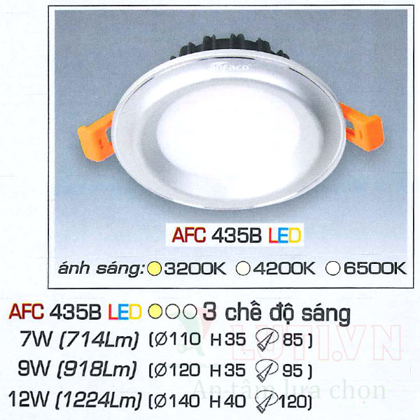 Đèn led âm trần AFC-435B-7W-3CĐ