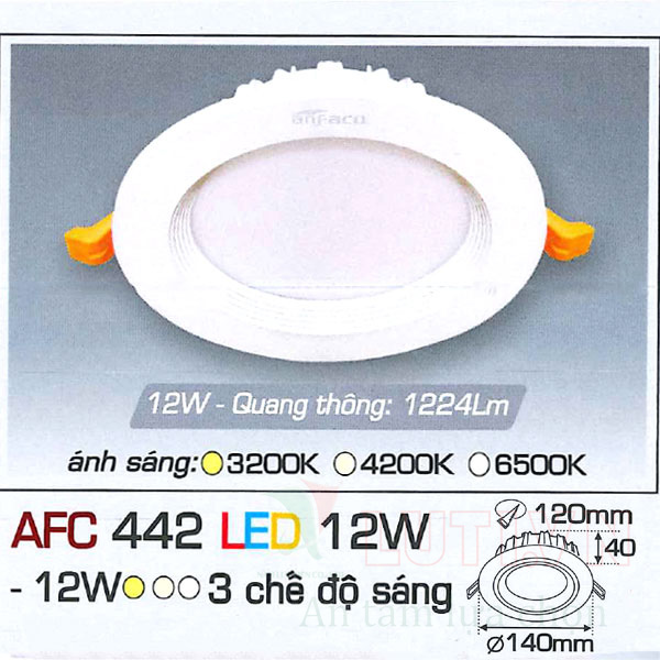 Đèn led âm trần AFC-442-12W-3CĐ