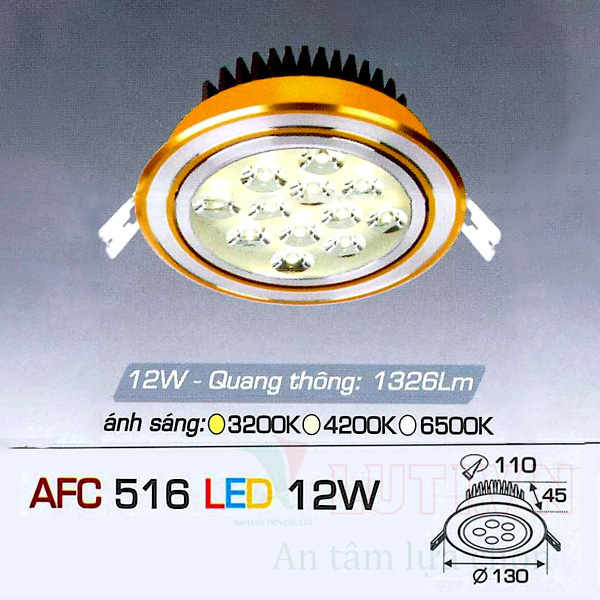 Đèn led âm trần AFC-516-12W
