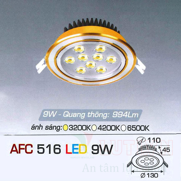 Đèn led âm trần AFC-516-9W