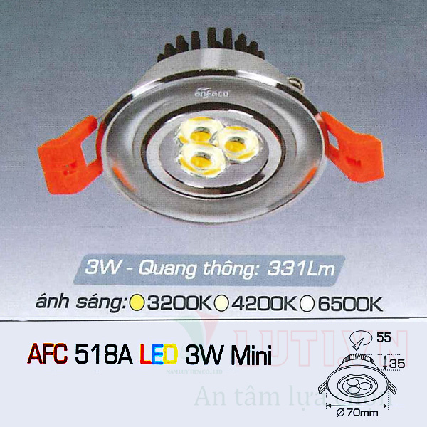 Đèn led âm trần AFC-518A-3W