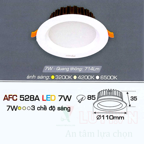 Đèn led âm trần AFC-528A-7W-3CĐ