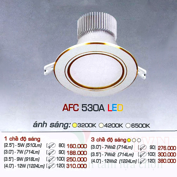 Đèn led âm trần AFC-530A-7W-3CĐ