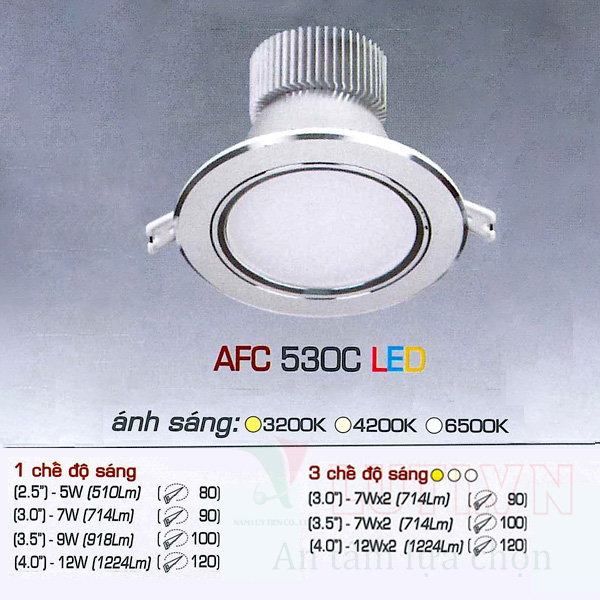 Đèn led âm trần AFC-530C-7W-3CĐ