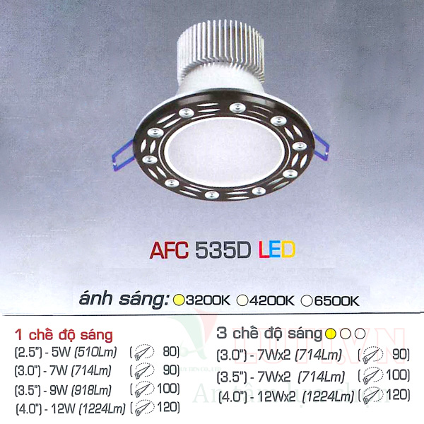 Đèn led âm trần AFC-535D-9W