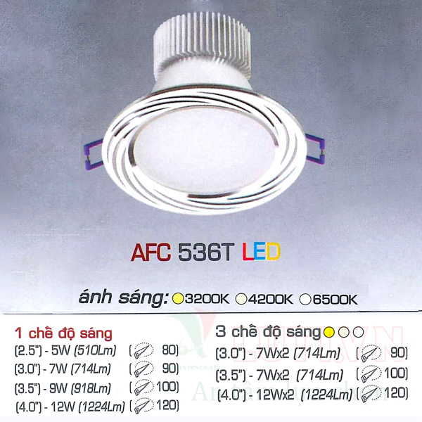 Đèn led âm trần AFC-536T-7W-3CĐ