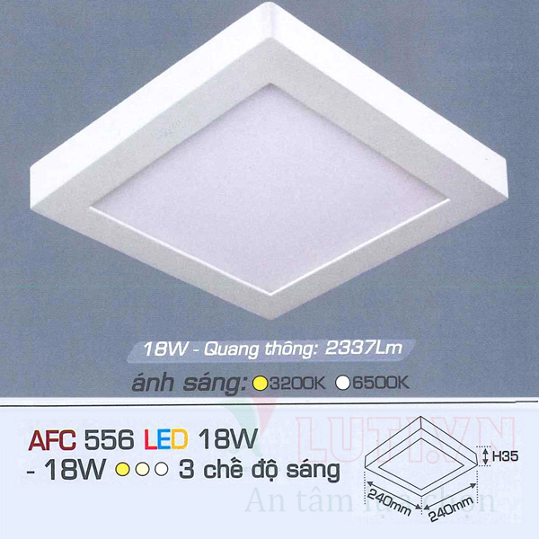 Đèn led ốp trần nổi vuông AFC-556-18W-3CĐ