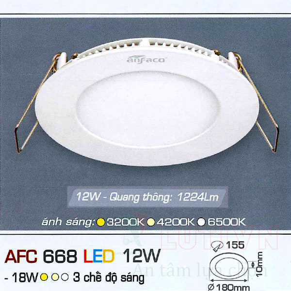 Đèn led panel AFC-668-12W-3CĐ