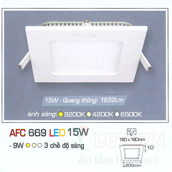 Đèn led panel AFC-669-15W-3CĐ