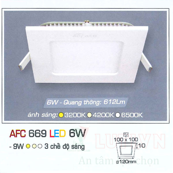 Đèn led panel AFC-669-6W-3CĐ