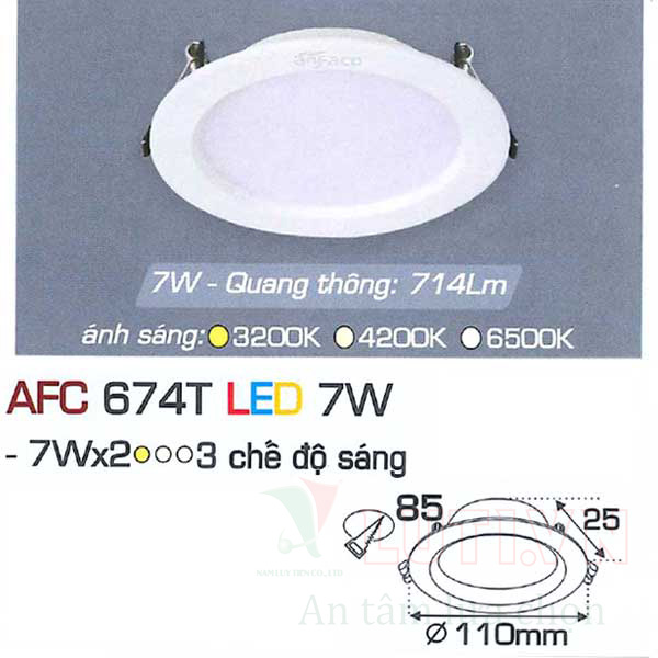 Đèn led âm trần AFC-674T-7W-3CĐ