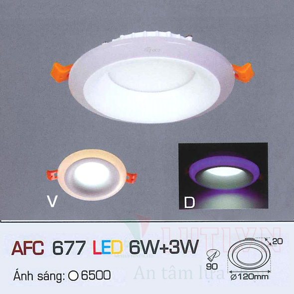 Đèn led ốp trần nổi tròn AFC-677D-9W
