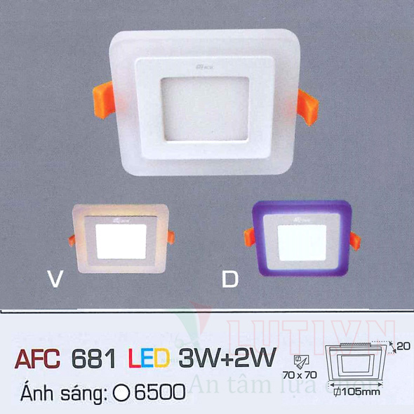 Đèn led ốp trần nổi vuông AFC-681V-5W