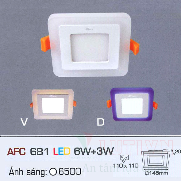 Đèn led ốp trần nổi vuông AFC-681V-9W